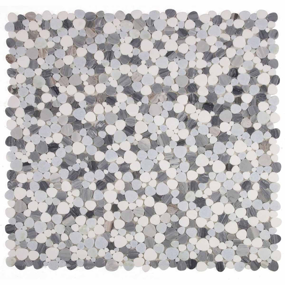 Mosaics Thassos Marble Pebble look - Ocean Blue