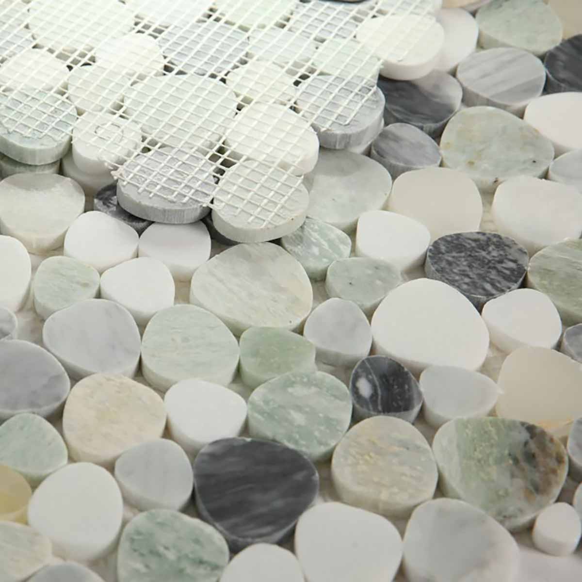 Marble Pebbles Mosaics Heart Shape - Grassland