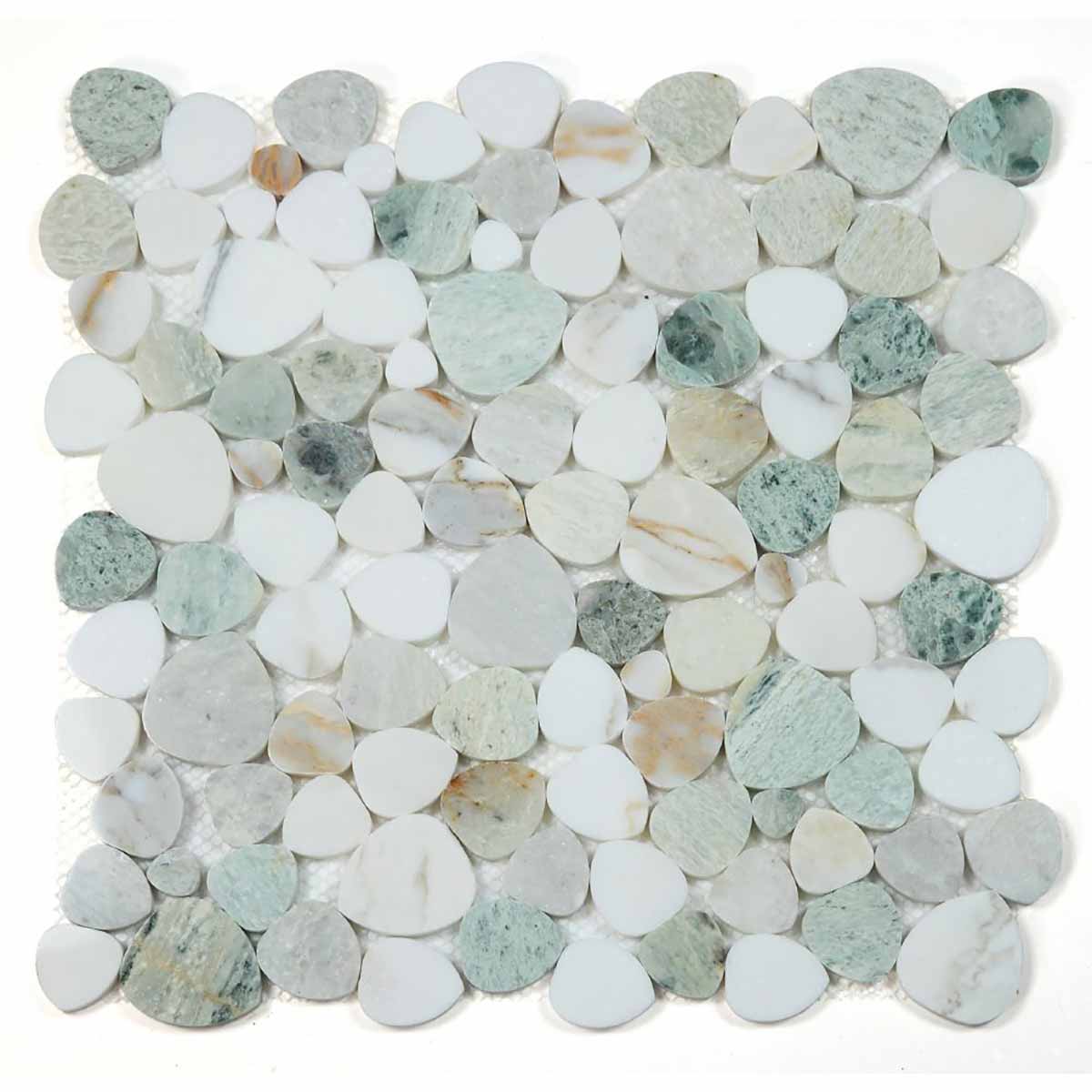 Mosaics White Marble Onyx Pebble look - Spring Green