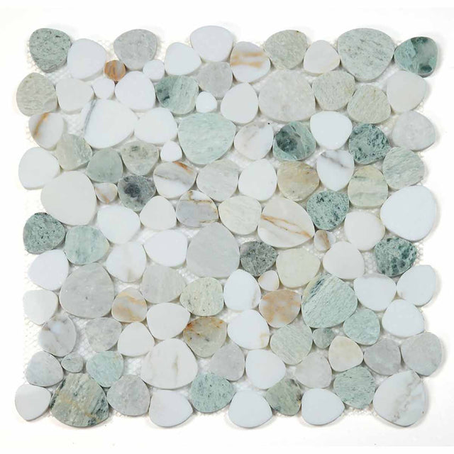 Mosaics White Marble Onyx Pebble look - Spring Green