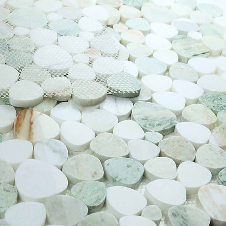 Mosaics White Marble Onyx Pebble look - Spring Green
