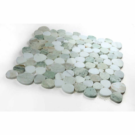 Mosaics White Marble Onyx Pebble look - Spring Green