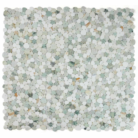 Mosaics White Marble Onyx Pebble look - Spring Green