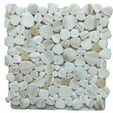 Mosaics Marble Pebbles Heart Shape - Onyx Ivory Honey