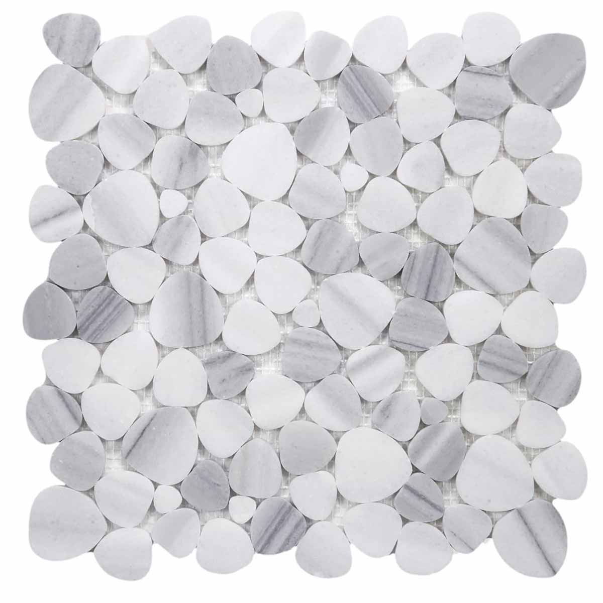 Mosaics Marble Pebbles Heart Shape - Marmala White