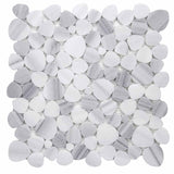 Mosaics Marble Pebbles Heart Shape - Marmala White