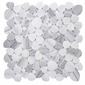 Marmala White heart shape marble pebble mosaic tile polished finish