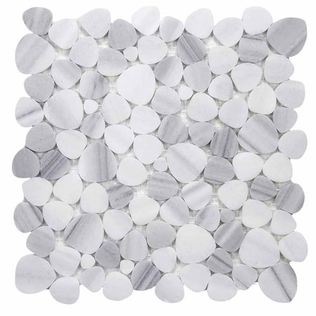 Mosaics Marble Pebbles Heart Shape - Marmala White