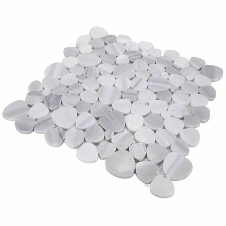 Mosaics Marble Pebbles Heart Shape - Marmala White