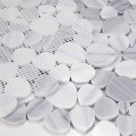Mosaics Marble Pebbles Heart Shape - Marmala White