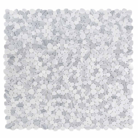 Mosaics Marble Pebbles Heart Shape - Marmala White