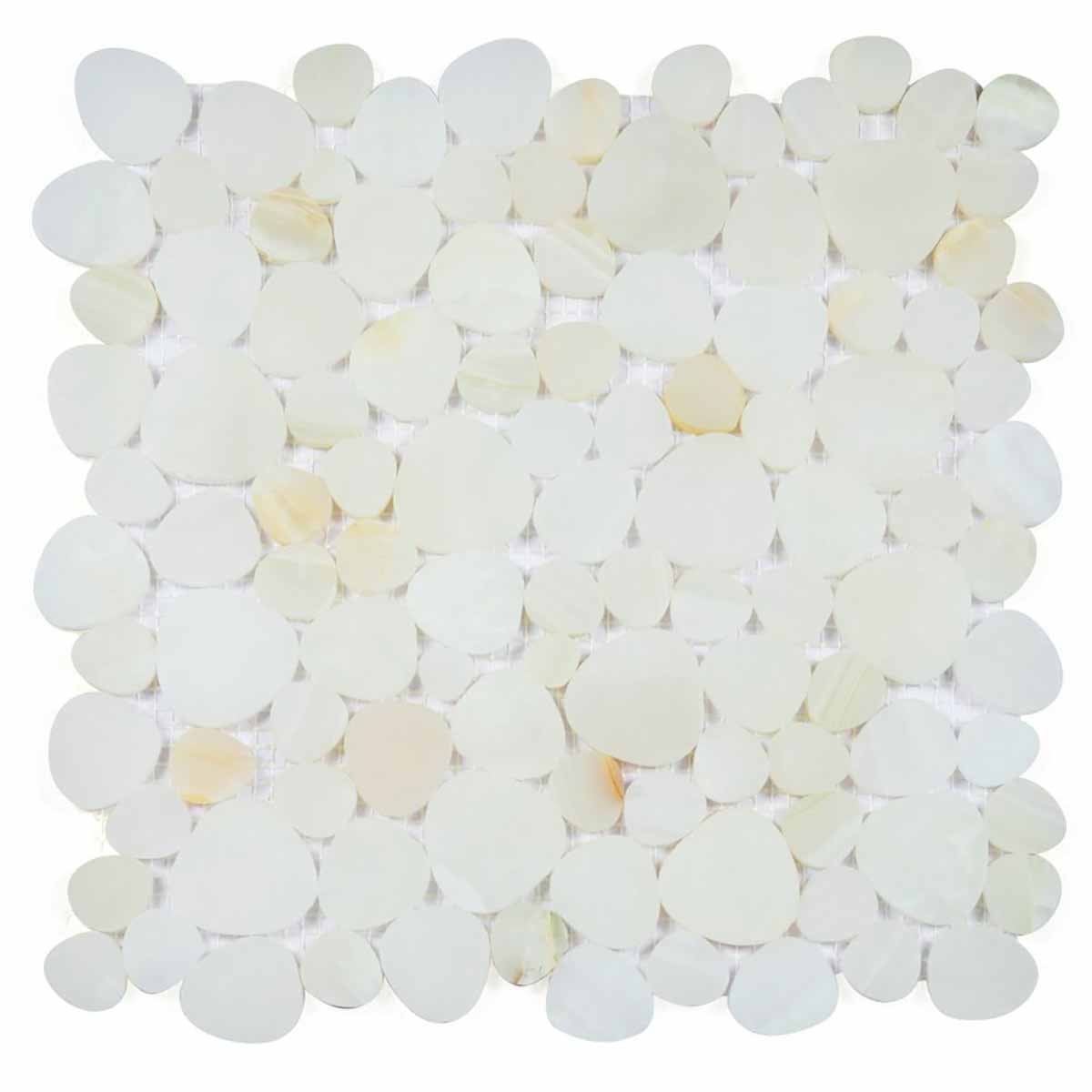 Mosaics Marble Pebbles Heart Shape - Onyx White Gold
