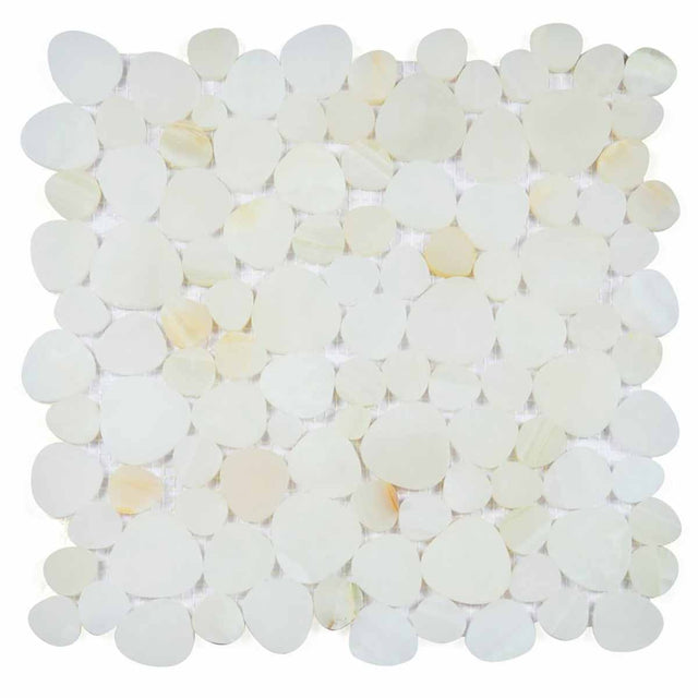 Mosaics Marble Pebbles Heart Shape - Onyx White Gold