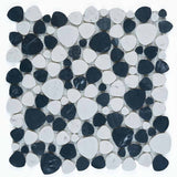 Mosaics Marble Pebbles Heart Shape - Black Panda Honed