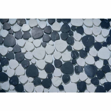 Mosaics Marble Pebbles Heart Shape - Black Panda Honed