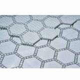 Mosaic Marble Hexagon pattern Deco Tile - Milky White Honed Finish 