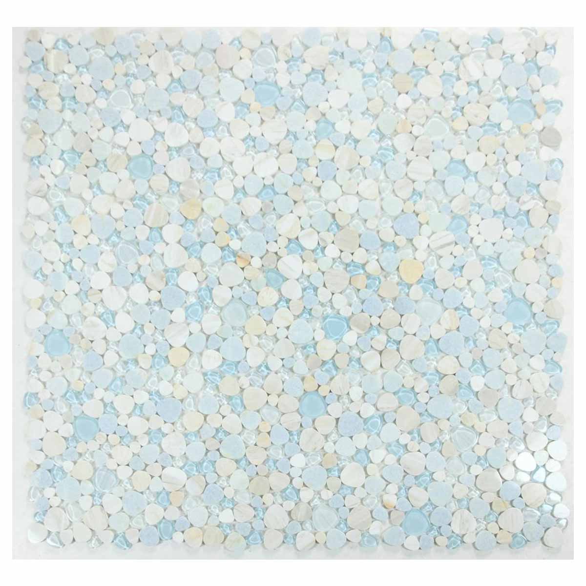 Mosaic Marble and Glass in Pebble look - Sky Blue