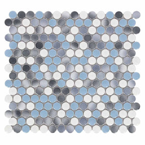 Mosaic Handmade Porcelain Penny Round - Blue