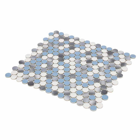 Mosaic Handmade Porcelain Penny Round - Blue