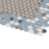Mosaic Handmade Porcelain Penny Round - Blue