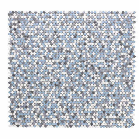 Mosaic Handmade Porcelain Penny Round - Blue