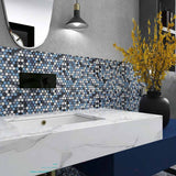 Mosaic Handmade Porcelain Penny Round - Blue