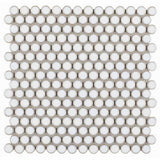 Mosaic Handmade Porcelain Penny Round - Fancy White