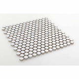 Mosaic Handmade Porcelain Penny Round - Fancy White