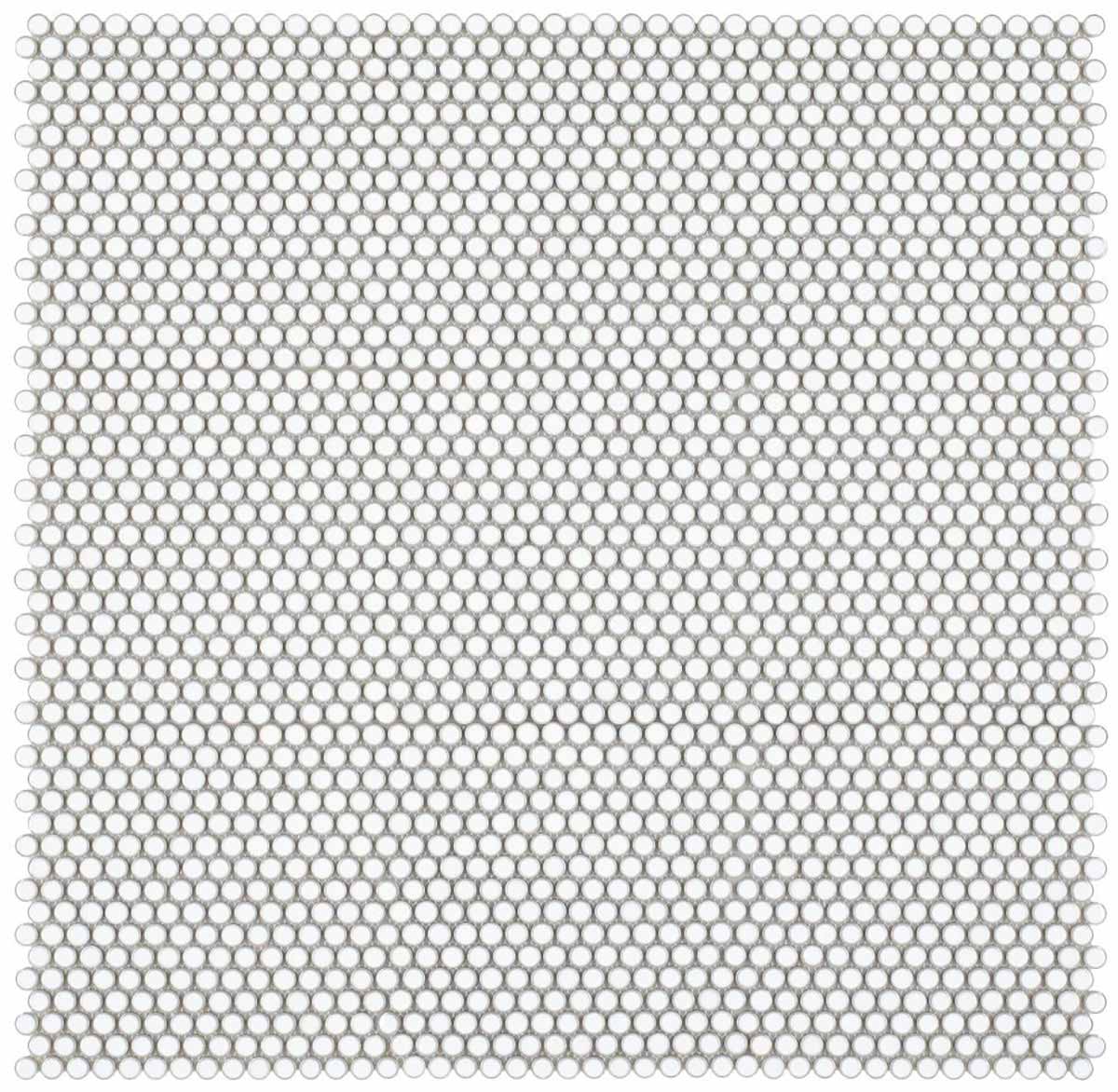 Mosaic Handmade Porcelain Penny Round - Fancy White