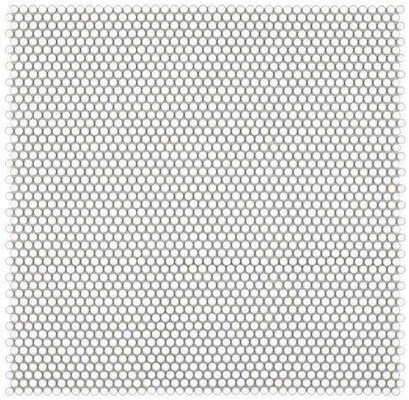 Mosaic Handmade Porcelain Penny Round - Fancy White