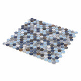 Mosaic Handmade Porcelain Penny Round - Blue Grey Brown