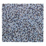 Mosaic Handmade Porcelain Penny Round - Blue Grey Brown