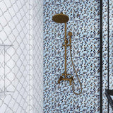 Mosaic Handmade Porcelain Penny Round - Blue Grey Brown