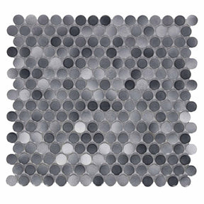 Mosaic Handmade Porcelain Penny Round - Mixed Grey
