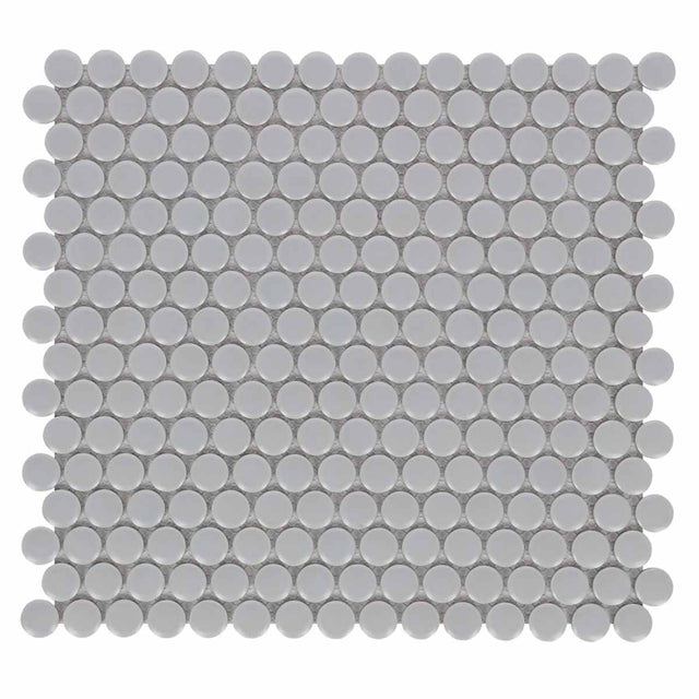 Mosaic Handmade Porcelain Penny Round - City Grey Matte