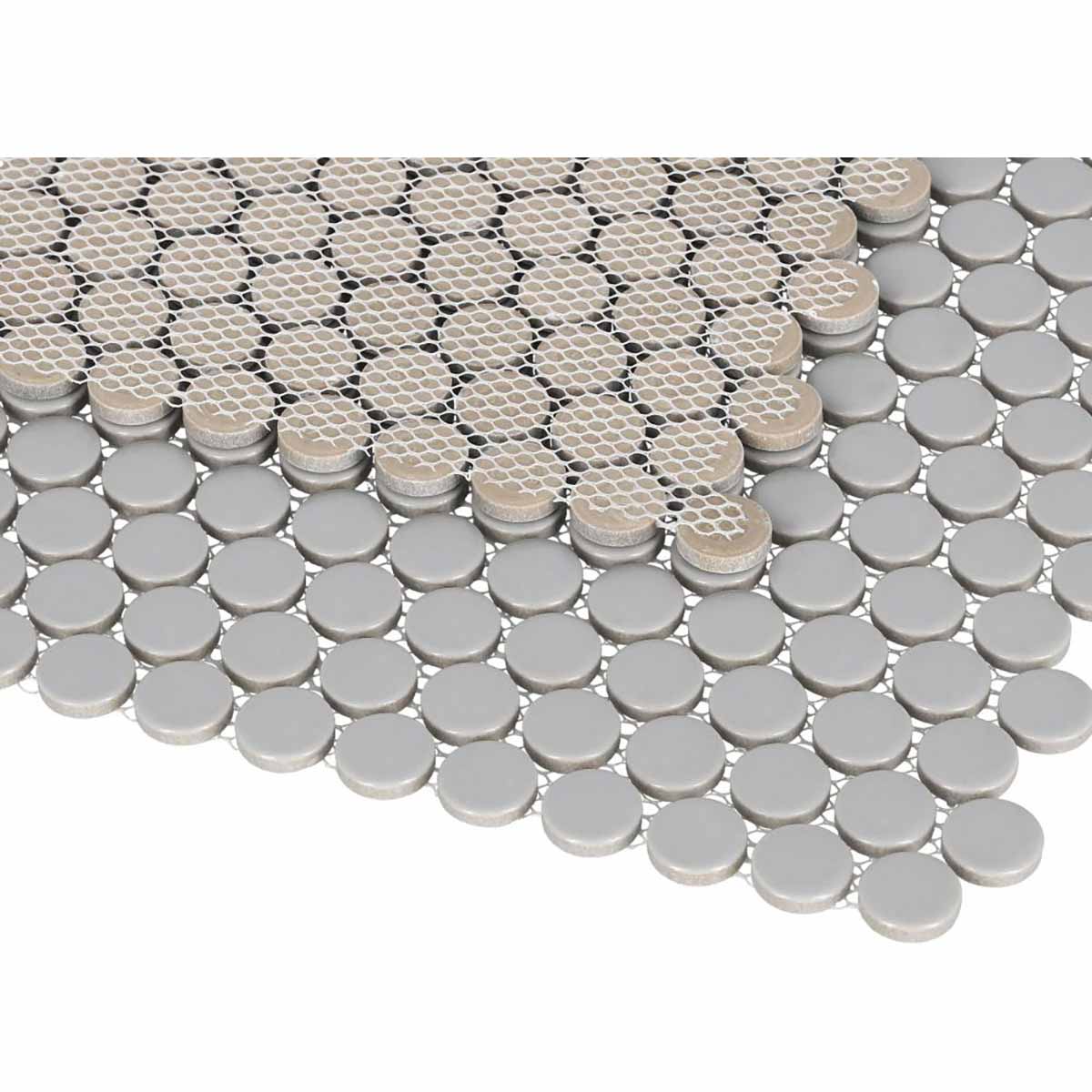 Mosaic Handmade Porcelain Penny Round - City Grey Matte