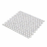 Mosaic Handmade Porcelain Penny Round - Marble Grey Matte