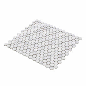 Mosaic Handmade Porcelain Penny Round - Marble Grey Matte