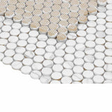 Mosaic Handmade Porcelain Penny Round - Marble Grey Matte