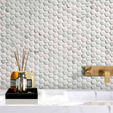 Mosaic Handmade Porcelain Penny Round - Marble Grey Matte