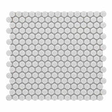 Mosaic Handmade Porcelain Penny Round - Natural Grey Glossy