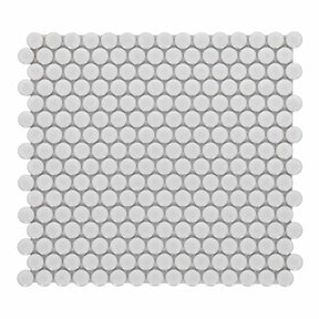 Mosaic Handmade Porcelain Penny Round - Natural Grey Glossy