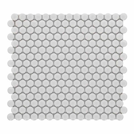 Mosaic Handmade Porcelain Penny Round - Natural Grey Glossy