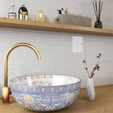 Mosaic Handmade Porcelain Penny Round - Natural Grey Glossy