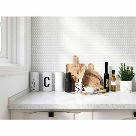 Mosaic Handmade Porcelain Penny Round - Natural Grey Glossy