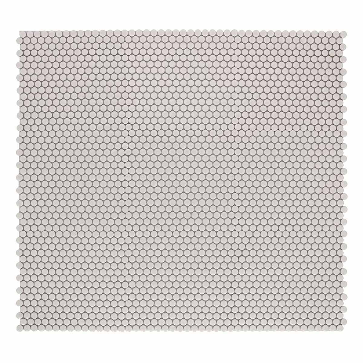 Mosaic Handmade Porcelain Penny Round - Natural Grey Glossy