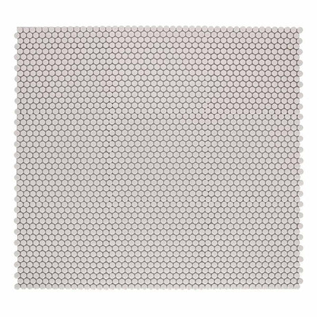 Mosaic Handmade Porcelain Penny Round - Natural Grey Glossy