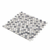 Mosaic Handmade Porcelain Penny Round - Mix Grey Glossy