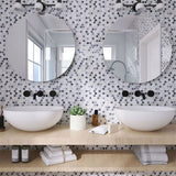 Mosaic Handmade Porcelain Penny Round - Mix Grey Glossy