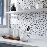 Mosaic Handmade Porcelain Penny Round - Mix Grey Glossy